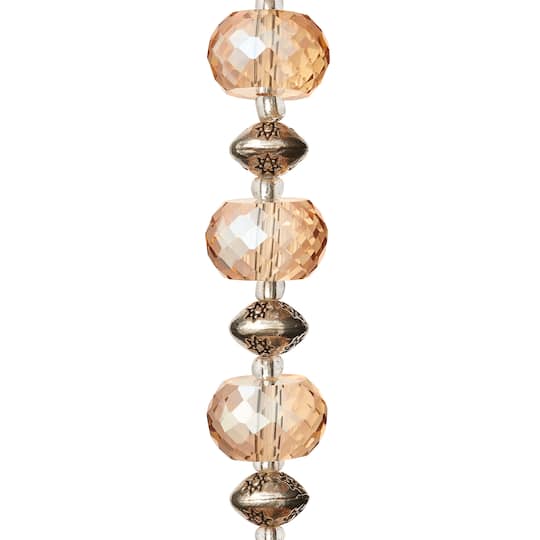 Amber Glass & Metal Rondelle Beads by Bead Landing™